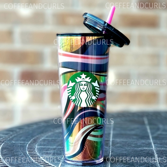 Starbucks Gold Ribbon Swirl Holigraphic Venti Cold Cup Tumbler Christmas… - Picture 7 of 11